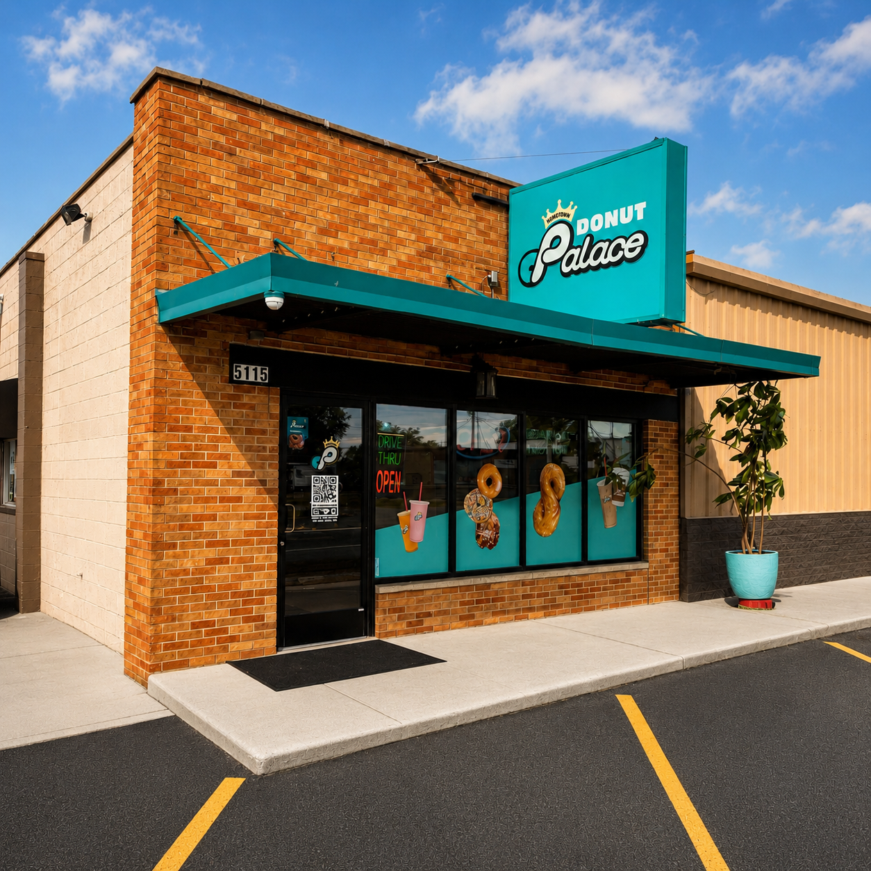 Donut Palace storefront in Huber Heights, OH